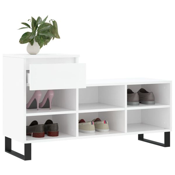 vidaXL Mueble zapatero madera contrachapada blanco 102x36x60 cm