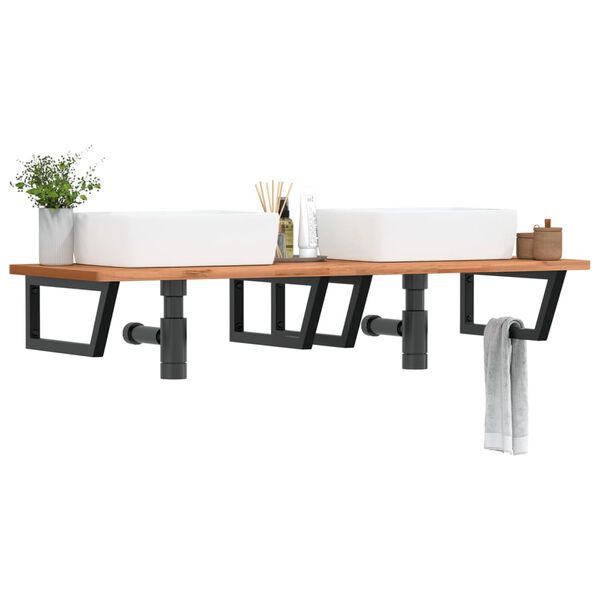 vidaXL Soportes estante de lavabo 2 unidades trapecio acero negro