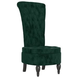 vidaXL Sill&oacute;n de respaldo alto con botones terciopelo verde oscuro