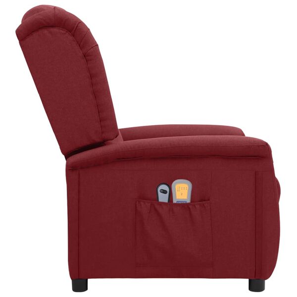 vidaXL Sillón de masaje eléctrico tela rojo tinto