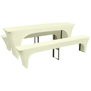vidaXL Fundas el&aacute;sticas para mesa y bancos de exterior crema 3 uds