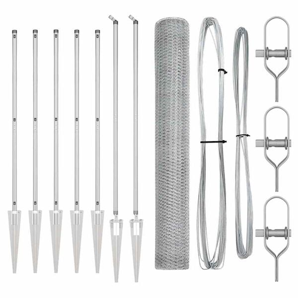 vidaXL Poste de Valla Plateado 10 x 1,2 m (malla de 25 mm) Acero