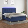 vidaXL Cama box spring colch&oacute;n y luces LED tela azul 180x200 cm
