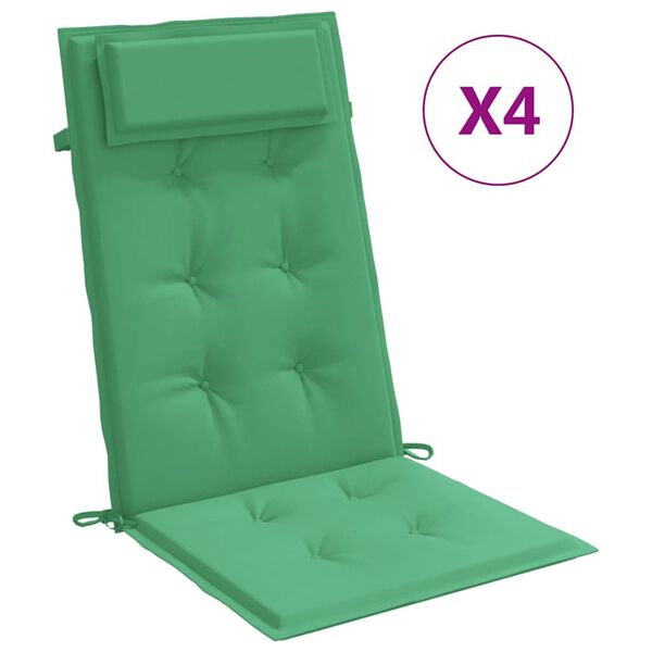 vidaXL Cojines de silla con respaldo alto 4 uds tela Oxford verde
