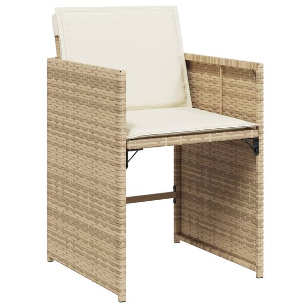 vidaXL Set comedor de jard&iacute;n 11 pzas con cojines rat&aacute;n sint&eacute;tico beige