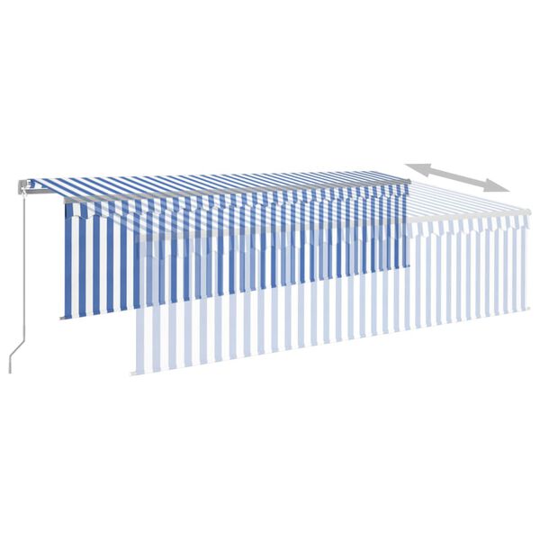 vidaXL Toldo retráctil manual con persiana y LED azul y blanco 5x3 m