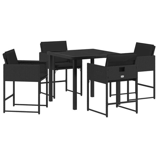 vidaXL Conjunto de Comedor de Jard&iacute;n 5 pcs Negro rat&aacute;n sint&eacute;tico