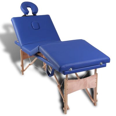 vidaXL Camilla de masaje plegable 4 zonas estructura de madera azul