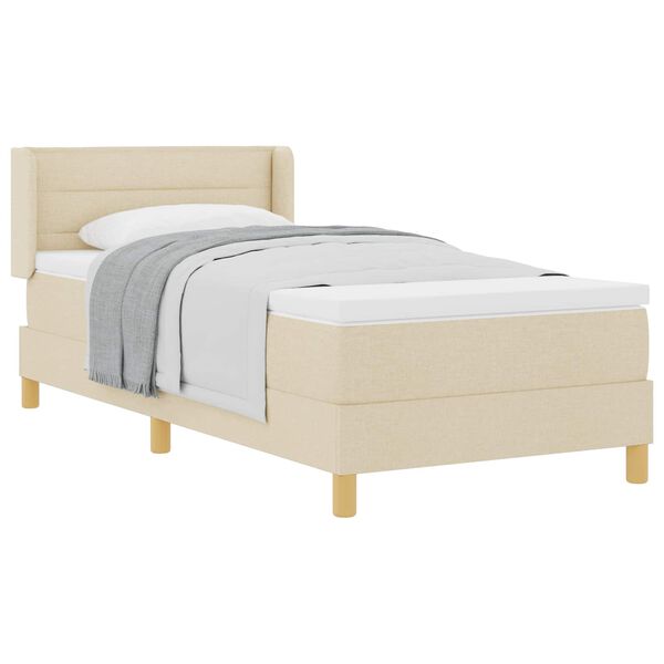 vidaXL Cama con Somier con colch&oacute;n con cabecera Crema 90 x 190 cm tela
