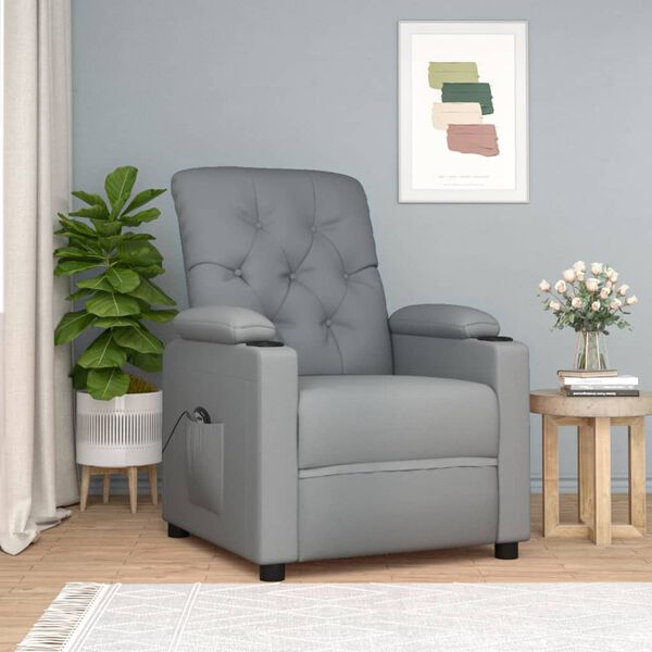 vidaXL Sill&oacute;n reclinable el&eacute;ctrico tela gris claro
