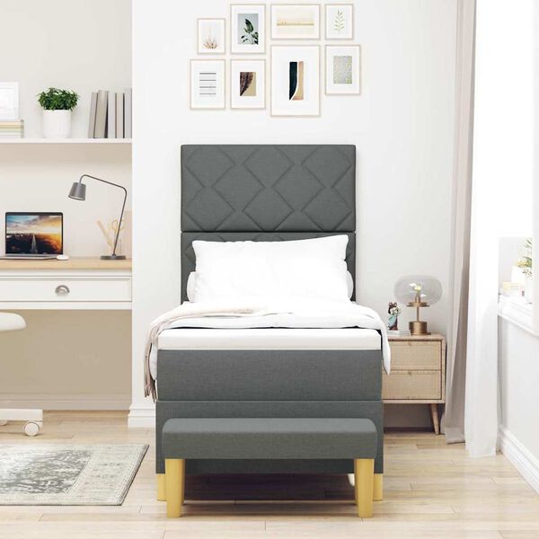 vidaXL Cama tipo Box Spring con colch&oacute;n Gris oscuro 80 x 200 cm tela