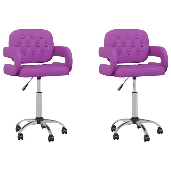 vidaXL Sillas de comedor giratorias 2 unidades cuero sint&eacute;tico morado