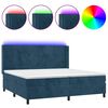 vidaXL Cama box spring colch&oacute;n y LED terciopelo azul oscuro 200x200 cm