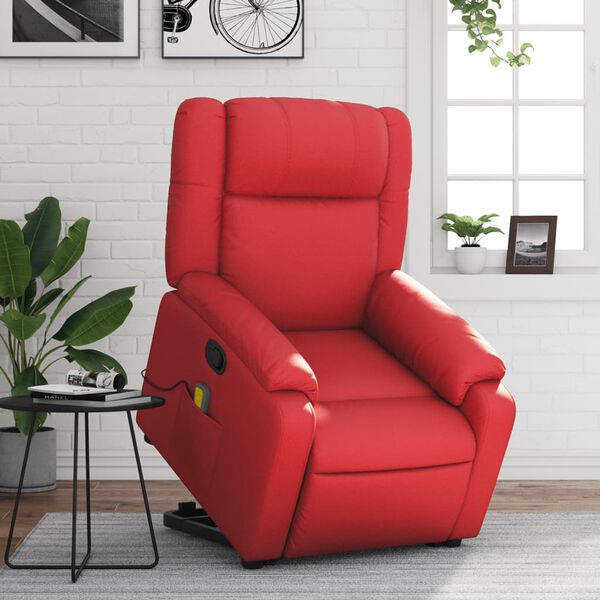 vidaXL Sill&oacute;n reclinable de masaje de pie cuero artificial rojo