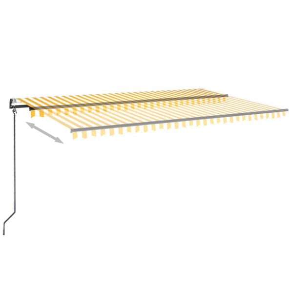 vidaXL Toldo autom&aacute;tico LED sensor de viento amarillo blanco 500x350cm