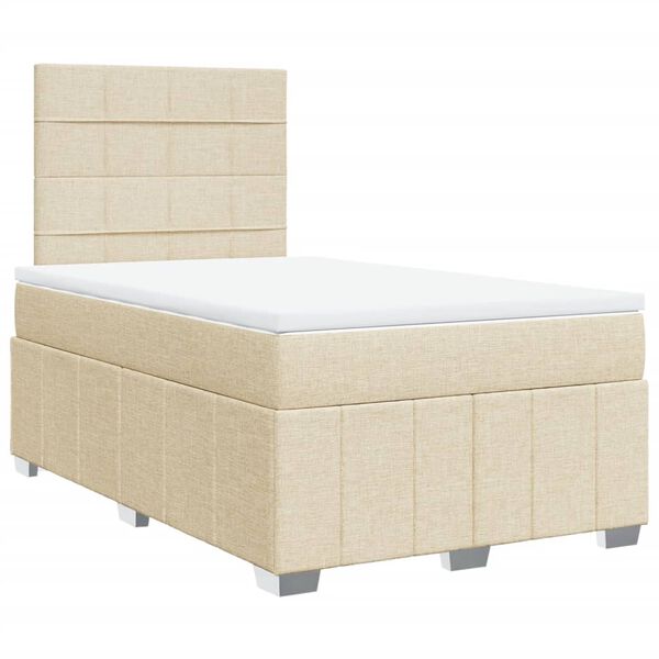vidaXL Cama box spring con colch&oacute;n tela color crema 120x200 cm