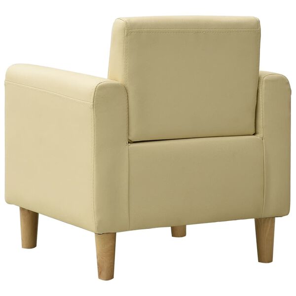 vidaXL Sof&aacute; infantil de cuero sint&eacute;tico blanco crema