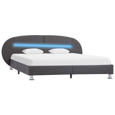 vidaXL Estructura de cama con LED cuero sintético gris 180x200 cm