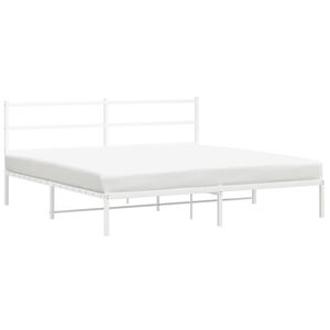 vidaXL Estructura cama sin colch&oacute;n con cabecero metal blanco 193x203cm