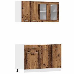vidaXL Conjunto de armarios de cocina de 4 piezas "Lyon" de, madera de ingenier&iacute;a antigua