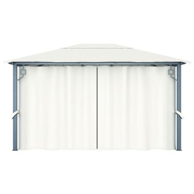 vidaXL Cenador con cortina color crema aluminio 400x300 cm