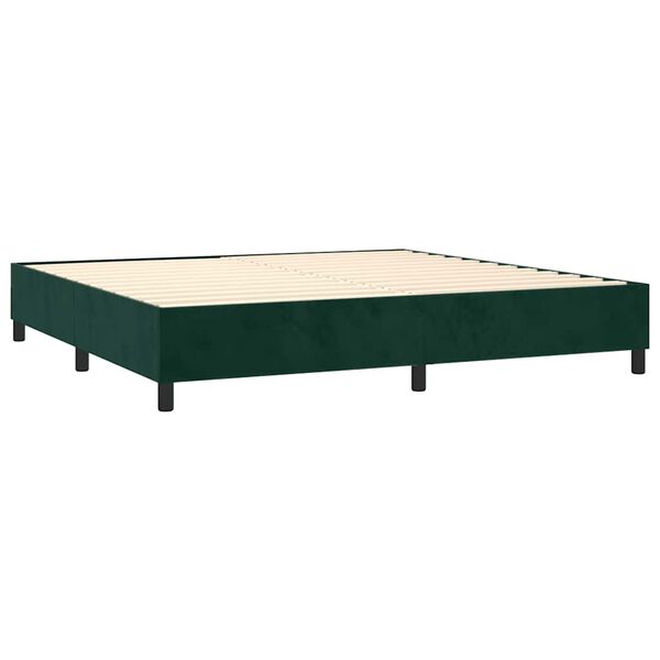 vidaXL Cama box spring con colch&oacute;n terciopelo verde oscuro 200x200 cm