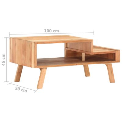 vidaXL Mesa de centro de madera maciza de acacia 100x50x45 cm