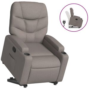 vidaXL Sill&oacute;n reclinable elevable tela gris taupe