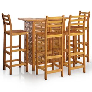 vidaXL Juego muebles de bar para jard&iacute;n 5 pzas madera maciza de acacia