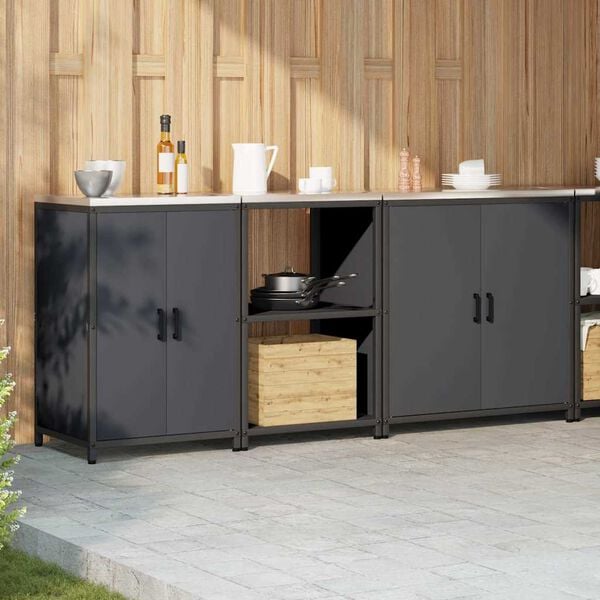 vidaXL Juego de Almacenamiento de Cocina con estante 3 pcs Antracita