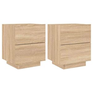 vidaXL Mesitas de noche luces LED 2 uds madera ingenier&iacute;a roble Sonoma