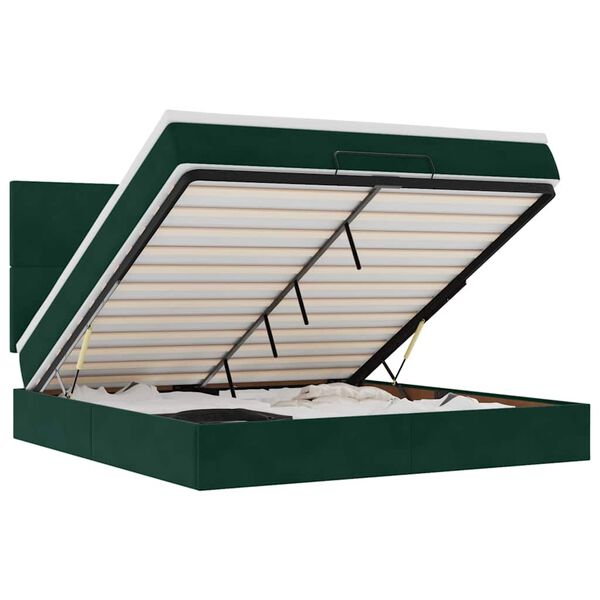 vidaXL Estructura de cama otomana colchones terciopelo verde oscuro