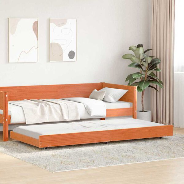 vidaXL Estructura de cama Marr&oacute;n cera 90 x 190 cm