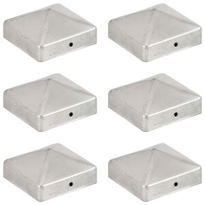 vidaXL Tapas para postes de valla 6 uds metal galvanizado 71x71mm
