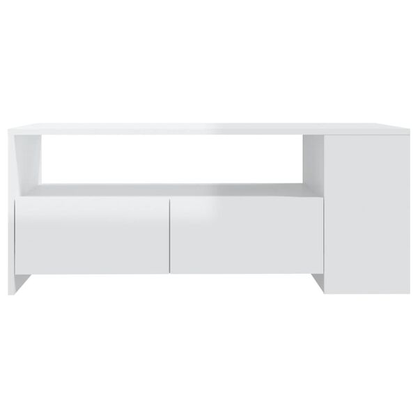 vidaXL Mesa de centro madera de ingenier&iacute;a blanco brillo 102x55x42 cm