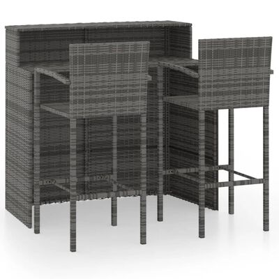 vidaXL Set de muebles de bar de jardín 3 piezas gris