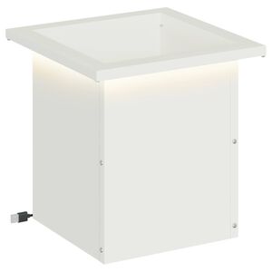 vidaXL Jardinera para jard&iacute;n con luces LED Blanco 30 x 30 x 30 cm