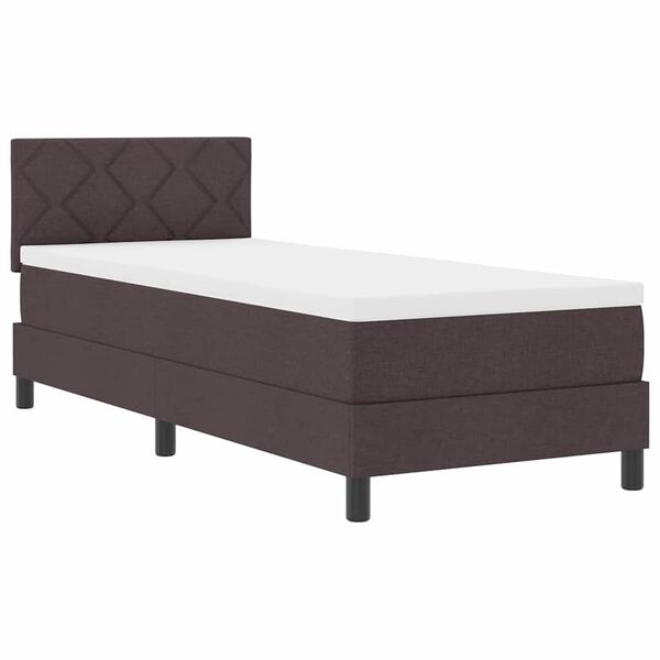vidaXL Cama tipo Box Spring con colch&oacute;n Marr&oacute;n Oscuro 80 x 200 cm tela