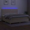 vidaXL Cama box spring colch&oacute;n y luces LED tela crema 200x200 cm