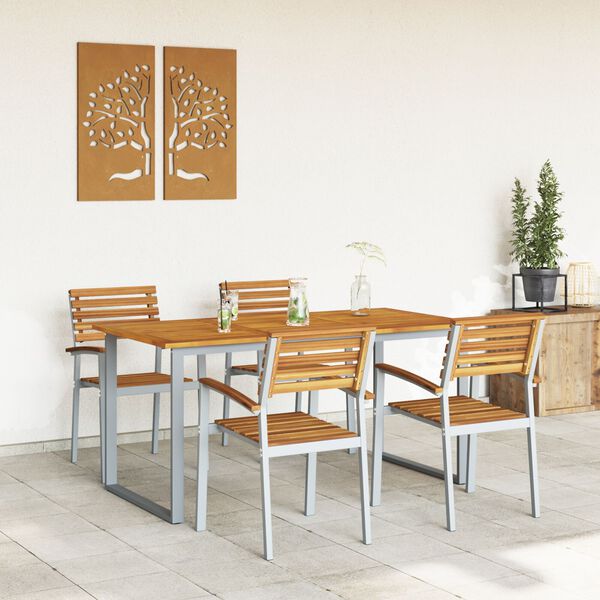 vidaXL Conjunto de Comedor de Jard&iacute;n 5 pcs Gris