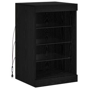 vidaXL Aparador LED Roble Negro 41 x 37 x 67 cm Madera de ingenier&iacute;a