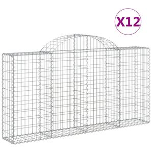 vidaXL Cestas de gaviones 12 uds forma arco hierro 200x30x100/120 cm