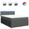 vidaXL Cama box spring con colch&oacute;n tela gris oscuro 140x190 cm