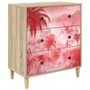 vidaXL Cajonera AACHEN Impresi&oacute;n de palmeras rosas 66 x 36,5 x 75 cm