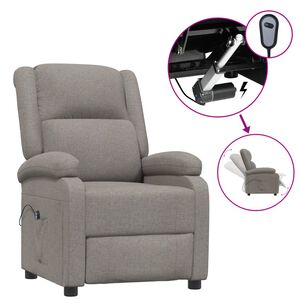 vidaXL Sill&oacute;n reclinable el&eacute;ctrico tela gris taup&eacute;
