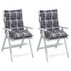 vidaXL Cojines para silla respaldo bajo 2 uds tela Oxford cuadros gris