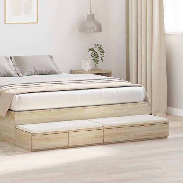vidaXL Cajones de cama con caj&oacute;n Roble Sonoma 160 x 36,5 x 16,5 cm