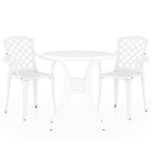 vidaXL Mesa y sillas de bistr&oacute; 3 piezas aluminio fundido blanco