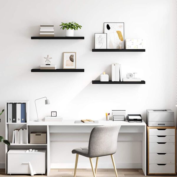 vidaXL Estantes flotantes de pared 4 uds MDF negro 80x23,5x3,8 cm