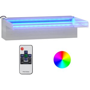 vidaXL Fuente cascada con LED RGB acero inoxidable 30 cm